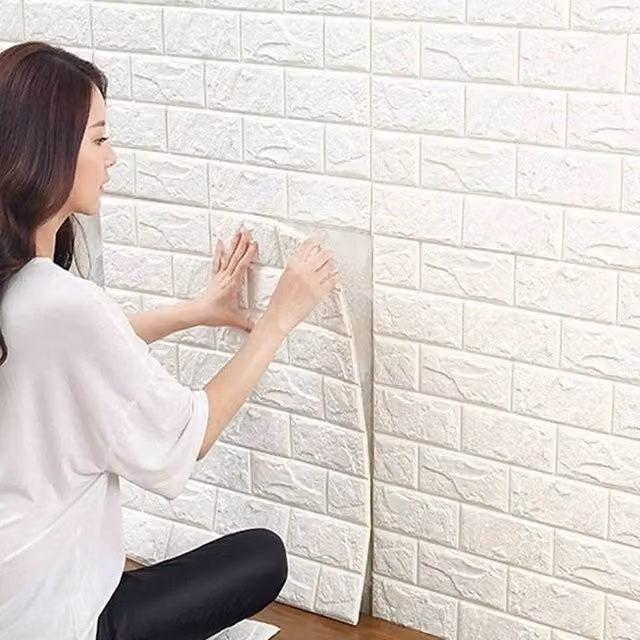 FLAVORA 10-Piece Self-Adhesive 3D Geometric Wall Panels in White, 0.6 m2