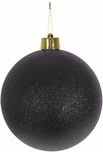 KDMD Black Glitter Shatterproof Christmas Bauble, Diameter: 15 cm – 1
