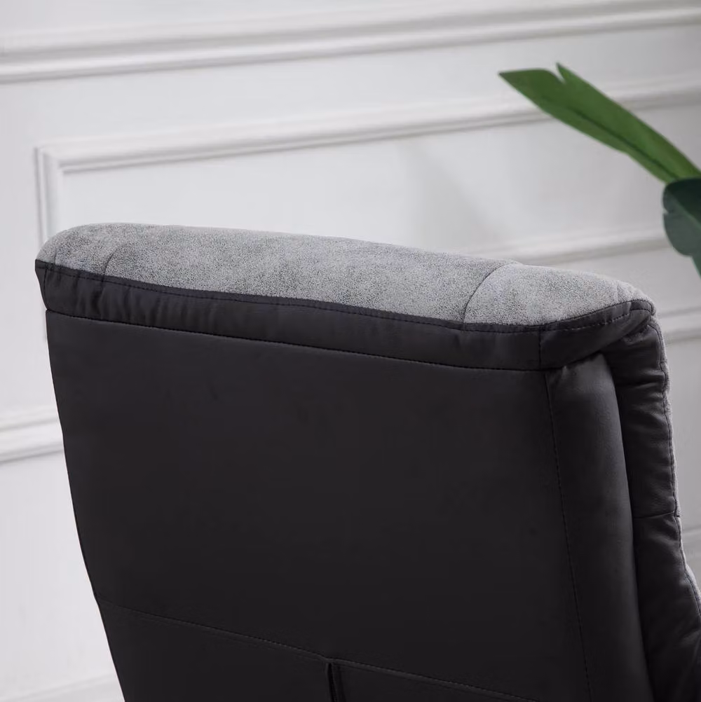 STILVORA Grey Microfibre Recliner Armchair with Ottoman and 360 Degree Swivel Function – 4
