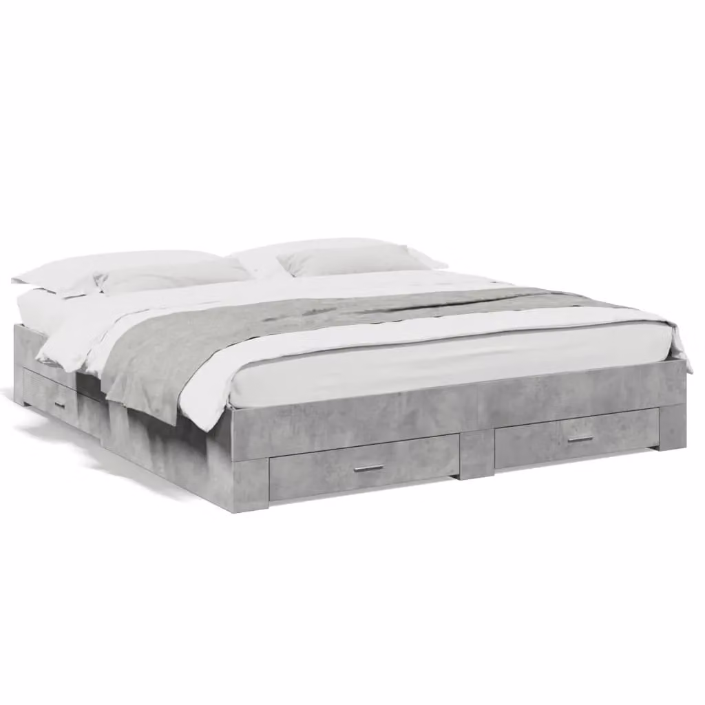 Berkfield Home Modern Bed Frame with Drawers in Concrete Grey, W/D/H: 200 x 32 x 200 cm – 2