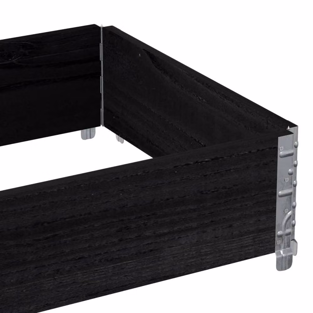Berkfield Home Practical Garden Planter in Black Solid Pine Wood and Metal, W: 80 cm, D: 60 cm, H: 21.5 cm – 4