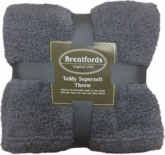 OHS Grey Fluffy Teddy Fleece Throw Blanket, W: 150 cm, D: 200 cm
