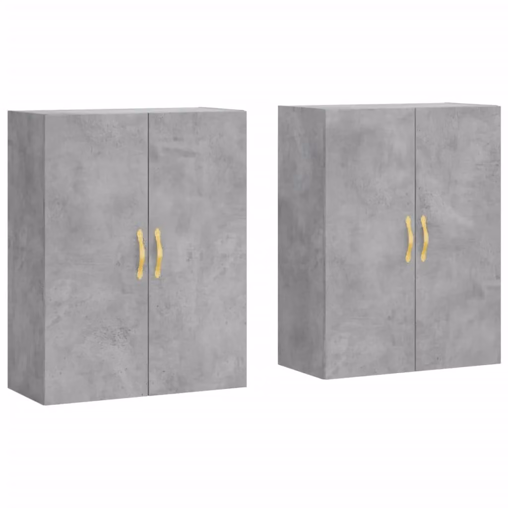 Berkfield Home Wall Mounted Cabinets, 2 Pack, Concrete Grey, W/D/H: 69.5 x 34 x 90 cm