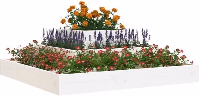 Berkfield Home White Wood Planter Tub W/D/H: 80 x 80 x 27 cm – 1