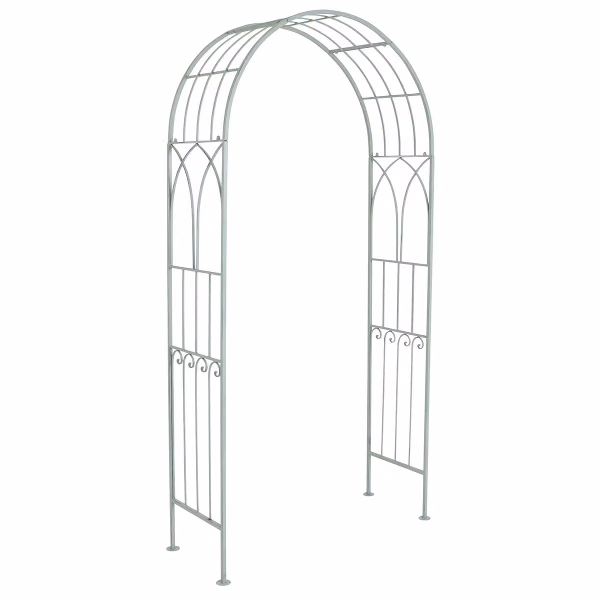 Charles Bentley Metal Wrought Iron Garden Arch Support in Green, H 211 cm x W 103 cm x D 40.5 cm – 3