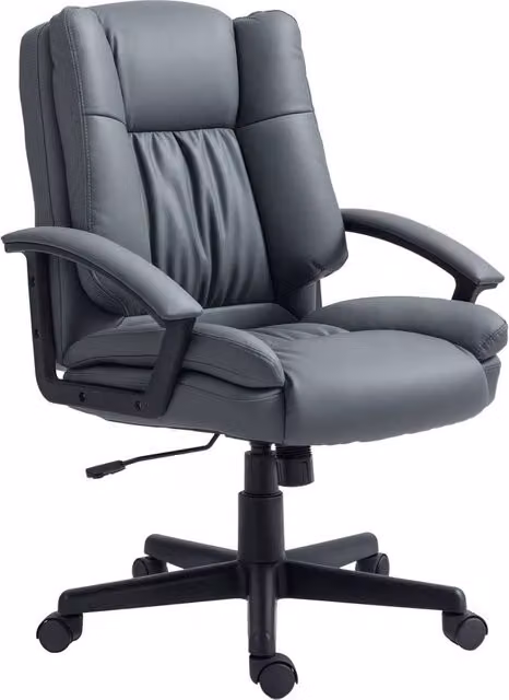 Rolipo Dark Grey PU Leather Swivel Office Task Chair with Adjustable Height and Armrests