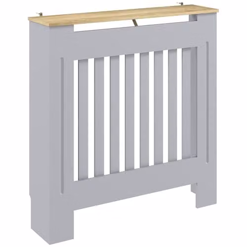 HOMCOM Grey Slatted Radiator Cover MDF Cabinet W/D/H: 78 x 19 x 81 cm