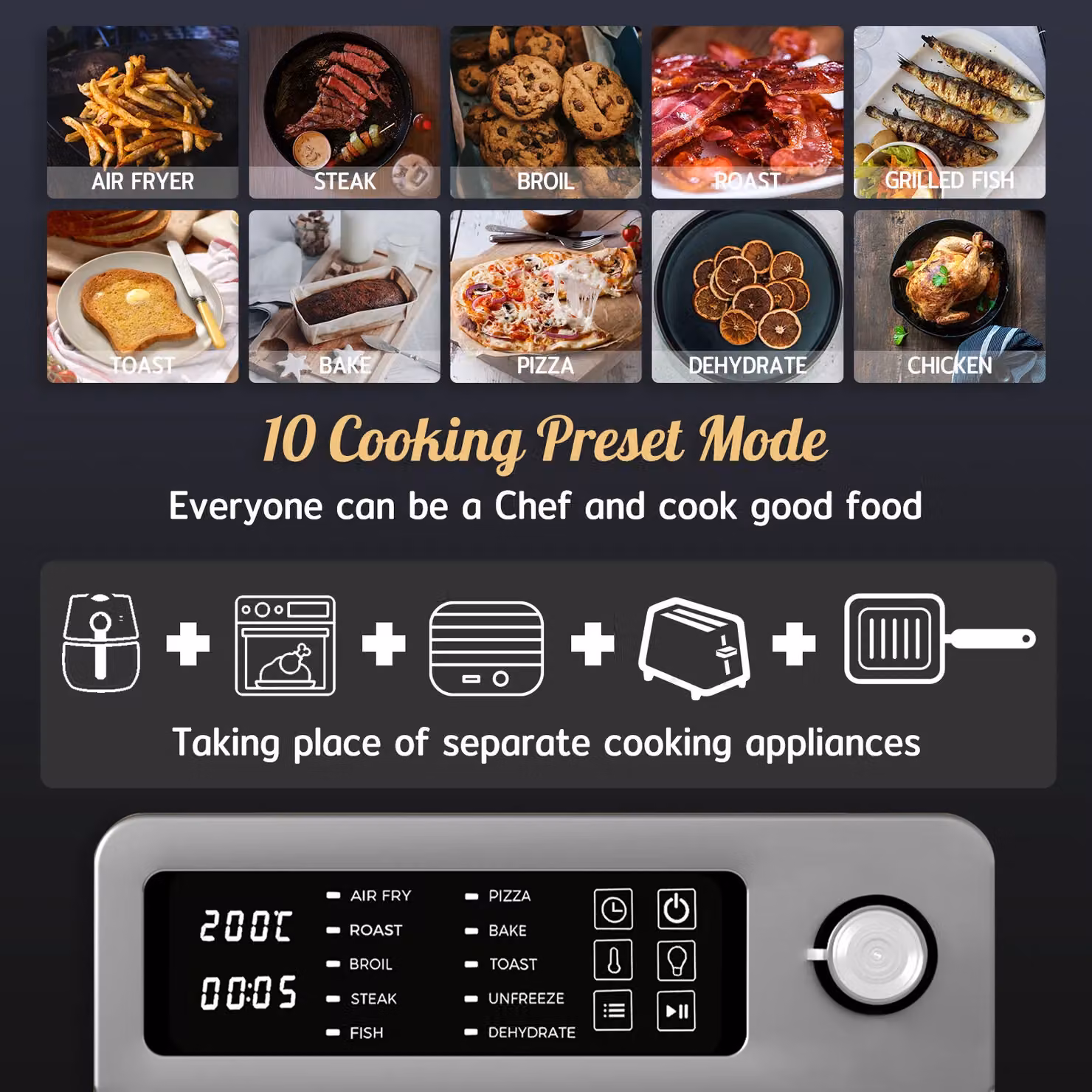 HYSapientia 15L Air Fryer Oven with Digital Knob, 1700W, Silver – 5