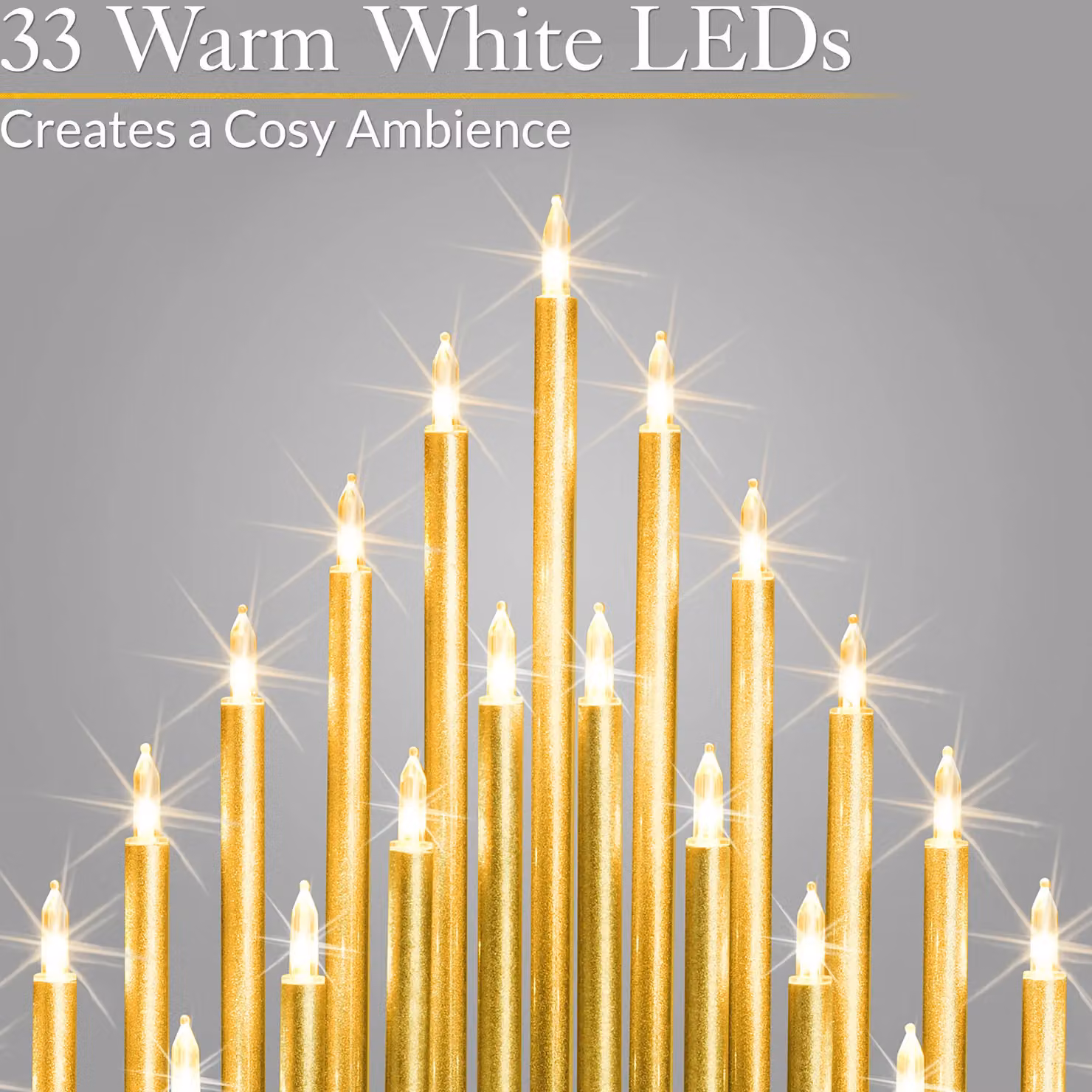 Christow Gold Christmas Candle Bridge Tower with 33 LED Window Lights and Timer – 2