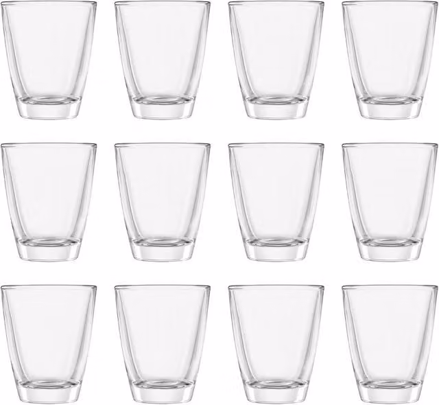 Argon Tableware Set of 12 Clear Wide Shot Glasses, 30ml Capacity for Vodka and Tequila