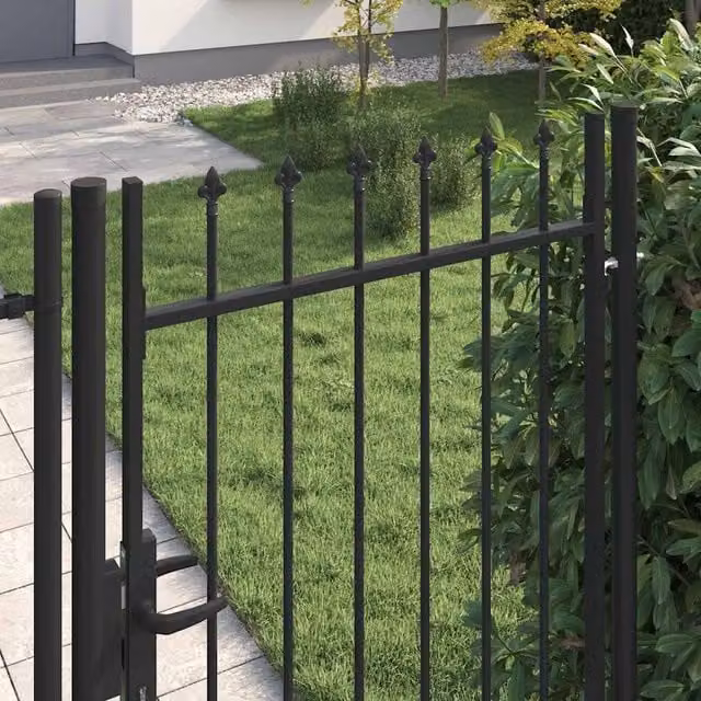 Berkfield Home Durable Steel Single Door Fence Gate with Spike Top, Black, W: 100 cm, H: 200 cm