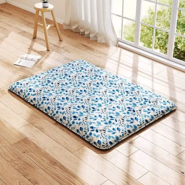 KORVIXA Blue Double Futon Floor Mattress with Removable Cover, W/D/H: 190 x 120 x 10 cm