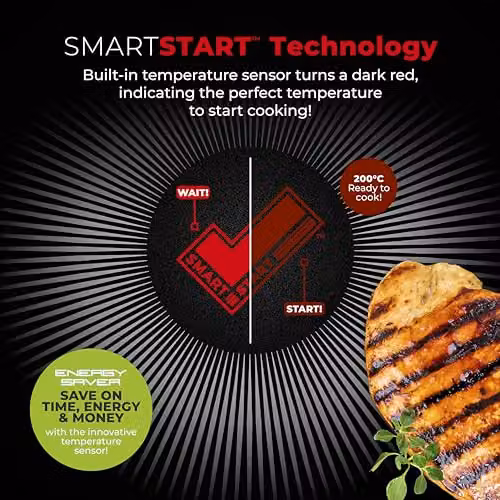Tower SmartStart Gourmet 26cm Aluminium Non-Stick Grill Pan, Black – 3