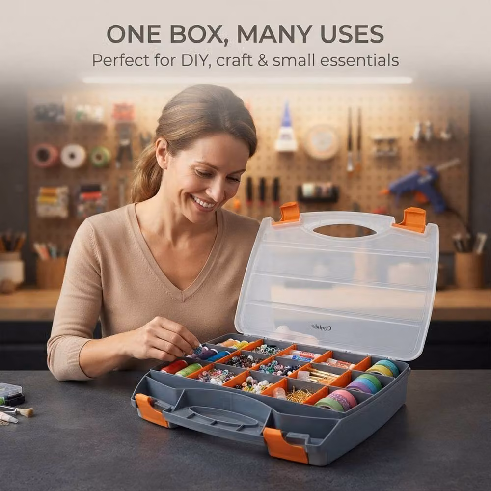 Crystals 32 Compartment Double Sided Storage Box for Screws and Small Parts in Dark Grey, Width: 100 cm – 5