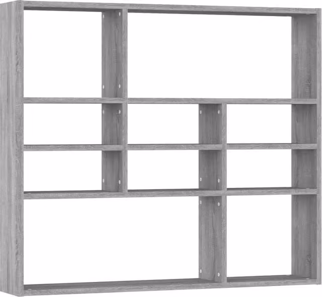Berkfield Home Wall Shelf in Grey Sonoma, W/D/H: 90 x 16 x 78 cm – 1