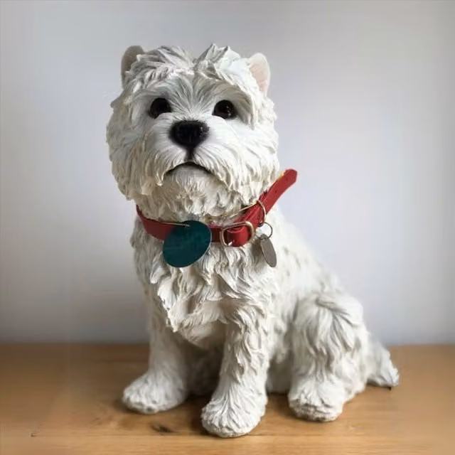 Leonardo Animal Crackers Large Realistic Sitting West Highland Terrier Figurine in White
