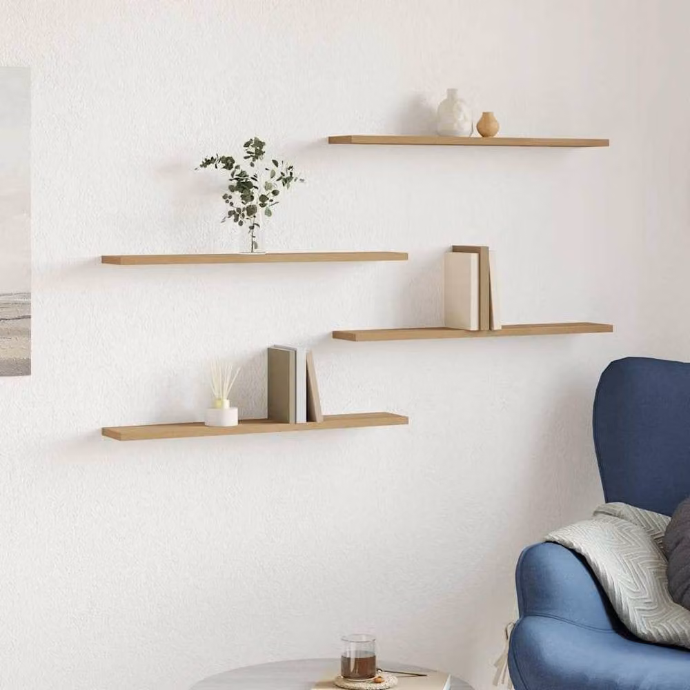 Berkfield Home Artisan Oak Wall Shelves, 4 Piece Brown Engineered Wood Set, W: 60 cm, D: 20 cm, H: 1.5 cm – 2