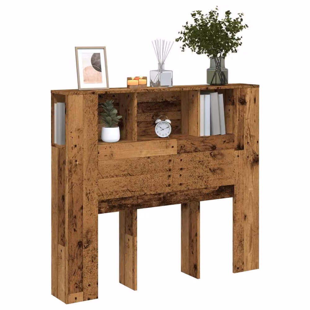 Berkfield Home Headboard Cabinet in Brown Old Wood, W/D/H: 120 x 19 x 104.5 cm – 2