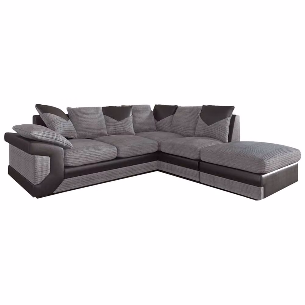 Snug Furniture Birmingham Ltd Dino Jumbo Cord Right Hand Facing Corner Sofa in Black and Grey – 2