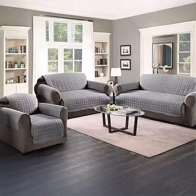 Velosso Soft Touch Water-Repellent and Stain-Resistant Microfibre 3 Seater Sofa Protector in Silver Grey