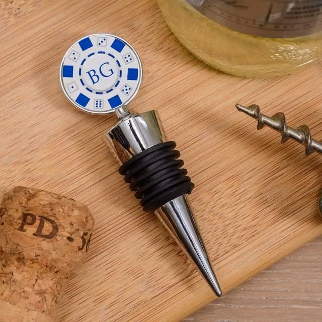Uniqueful Personalised Poker Chip Bottle Stopper in Silver and Multicolour Metal