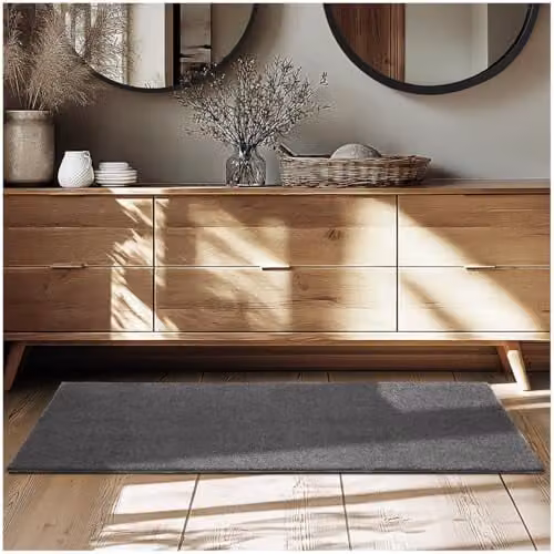 tectake Fluffy Rug in Anthracite Grey, Allergy-Friendly and Washable Short-Pile Polyester Carpet, W/D: 80 x 150 cm