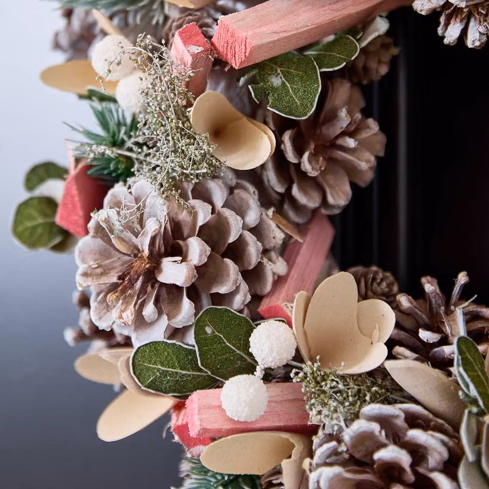 Dibor Pink and White Floral Christmas Wreath, Diameter: 33 cm – 3
