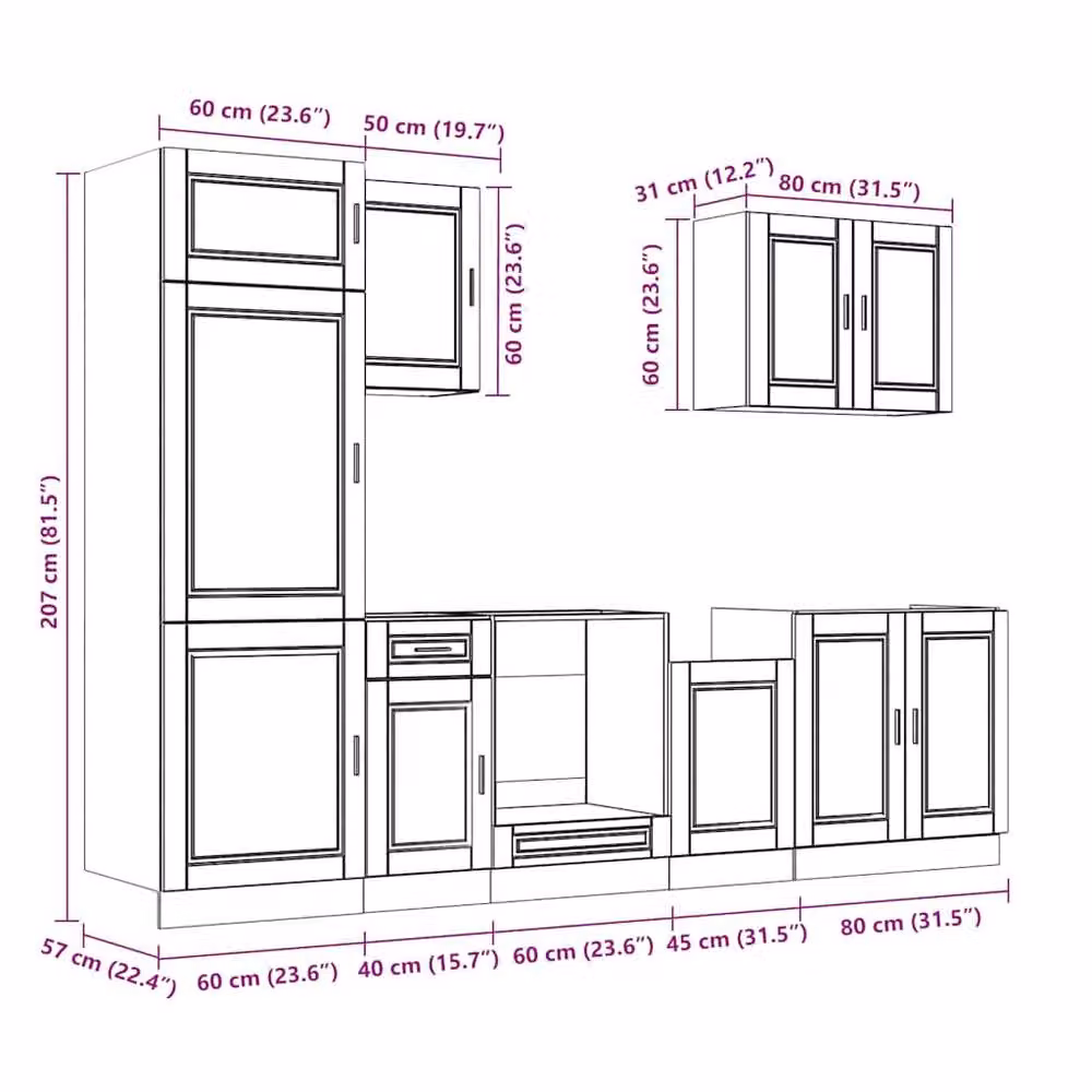 Berkfield Home Kalmar 7 Piece Kitchen Cabinet Set in Artisan Oak Brown Engineered Wood – 2