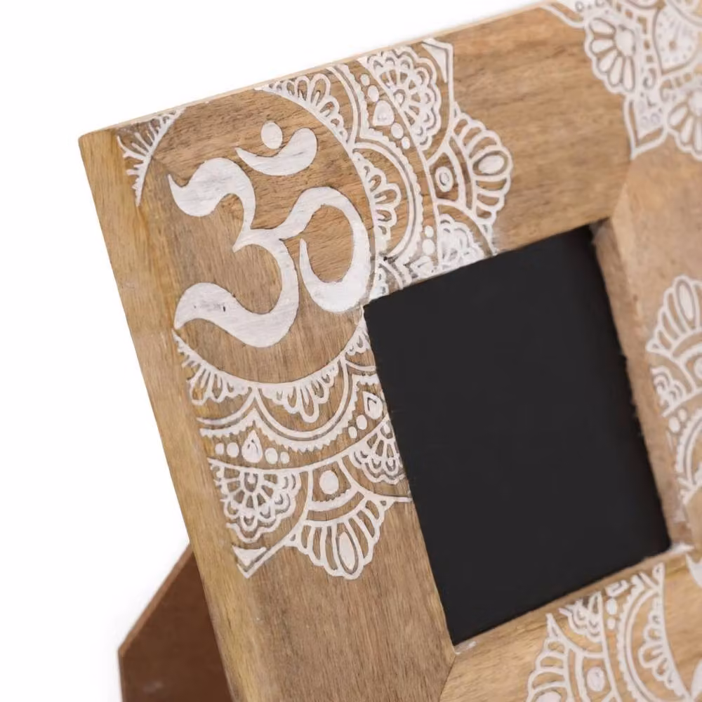 KDMD Elegant White and Brown Mango Wood Mandala Photo Frame for 10x15cm Photos – 2