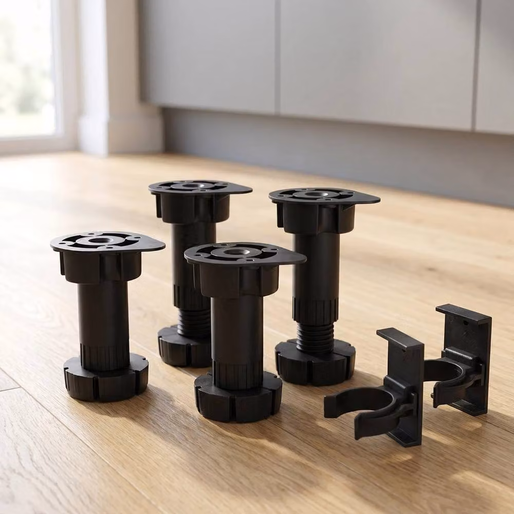 FLAVORA 4 Pack Kitchen Cabinet Plinth Legs in Black, W: 52 cm, H: 1000 cm – 3