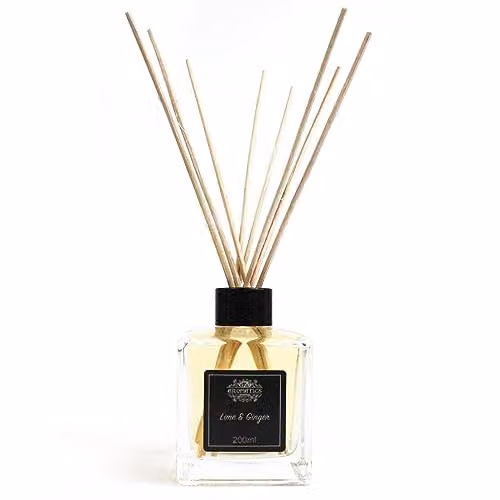 Ancient Wisdom Natural Lime and Ginger Essential Oil Reed Diffuser in a Transparent Glass Tabletop Bottle