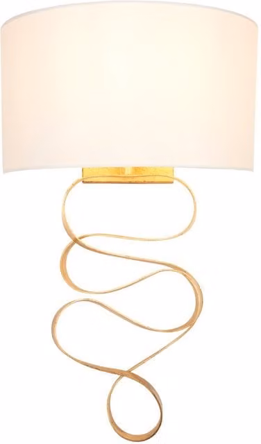Merano Modern Cylinder Wall Lamp in Gold/Brass and White Fabric