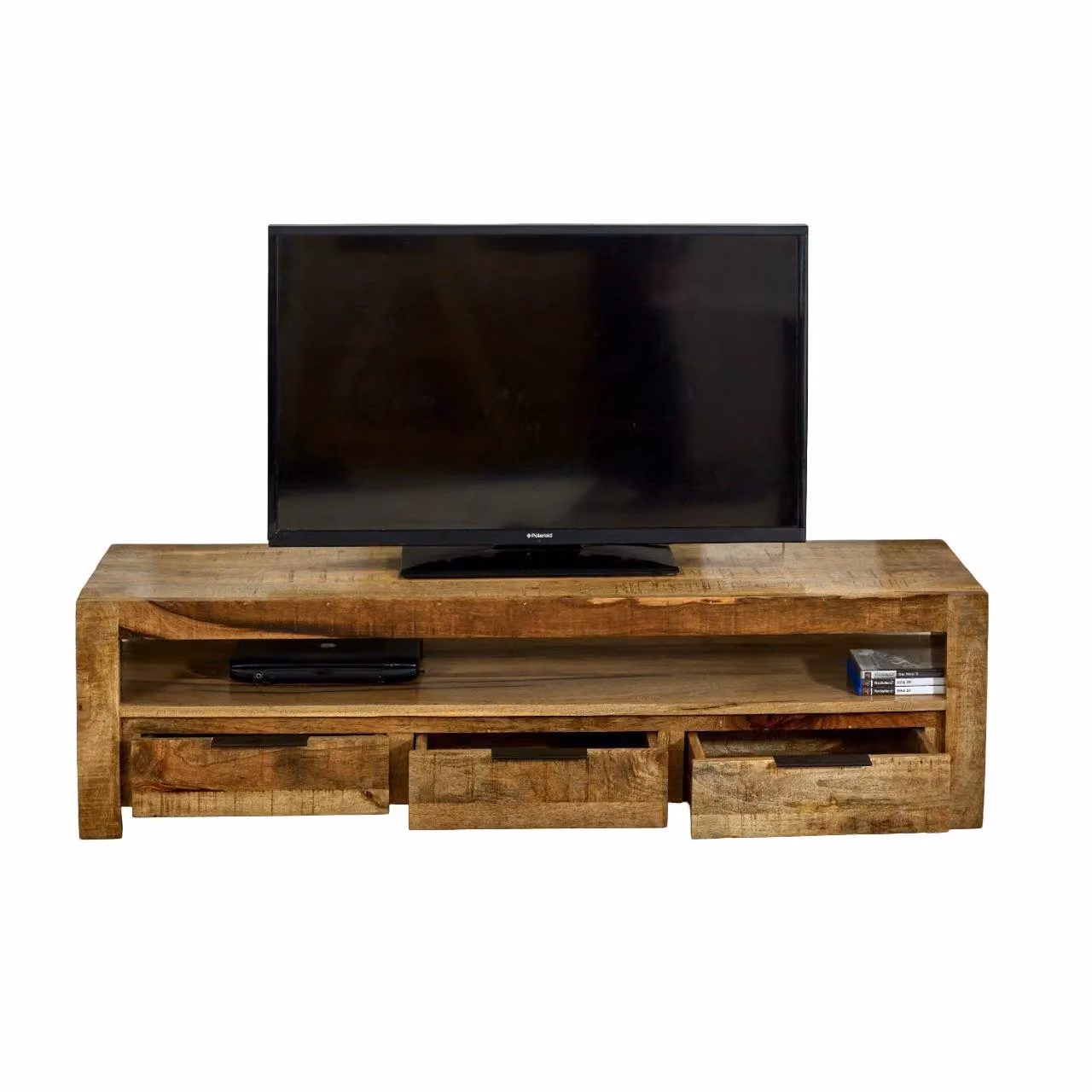 IH Design Bratton Mango Wood Large TV Stand with 3 Drawers, Brown, W/D/H: 150 x 40 x 40 cm – 4