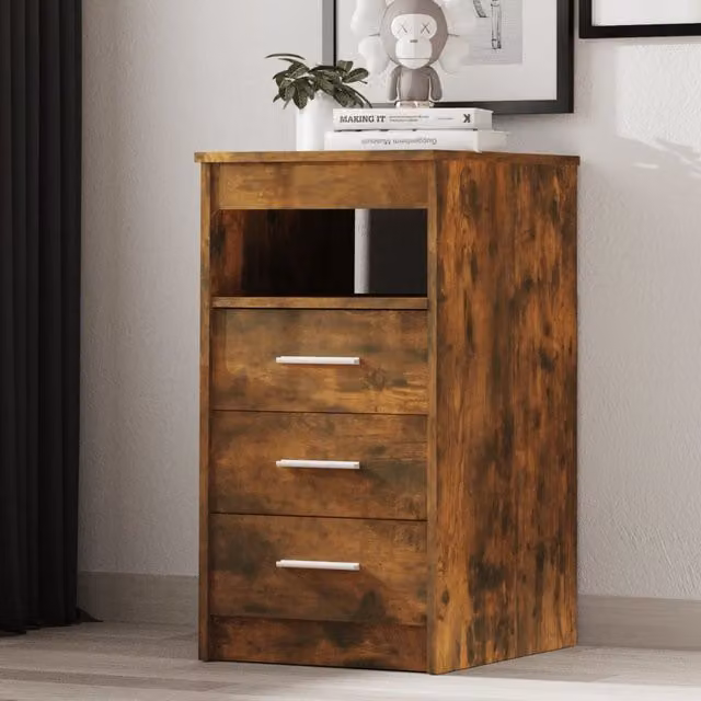 Berkfield Home Smoked Oak Drawer Cabinet in Brown, W/D/H: 40 x 50 x 76 cm – 1