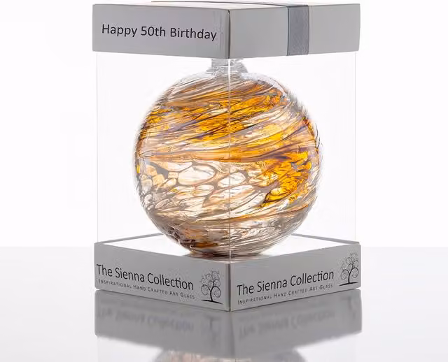 Sienna Glass Gold Milestone Birthday Round Glass Bauble