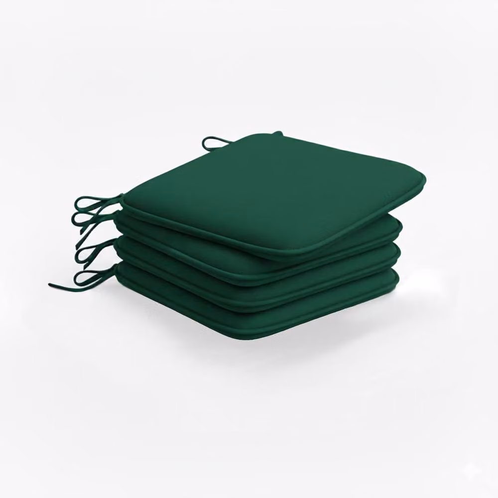 Snug City Pack of 4 Waterproof Square Foam Chair Seat Pads with Ties in Green – 2