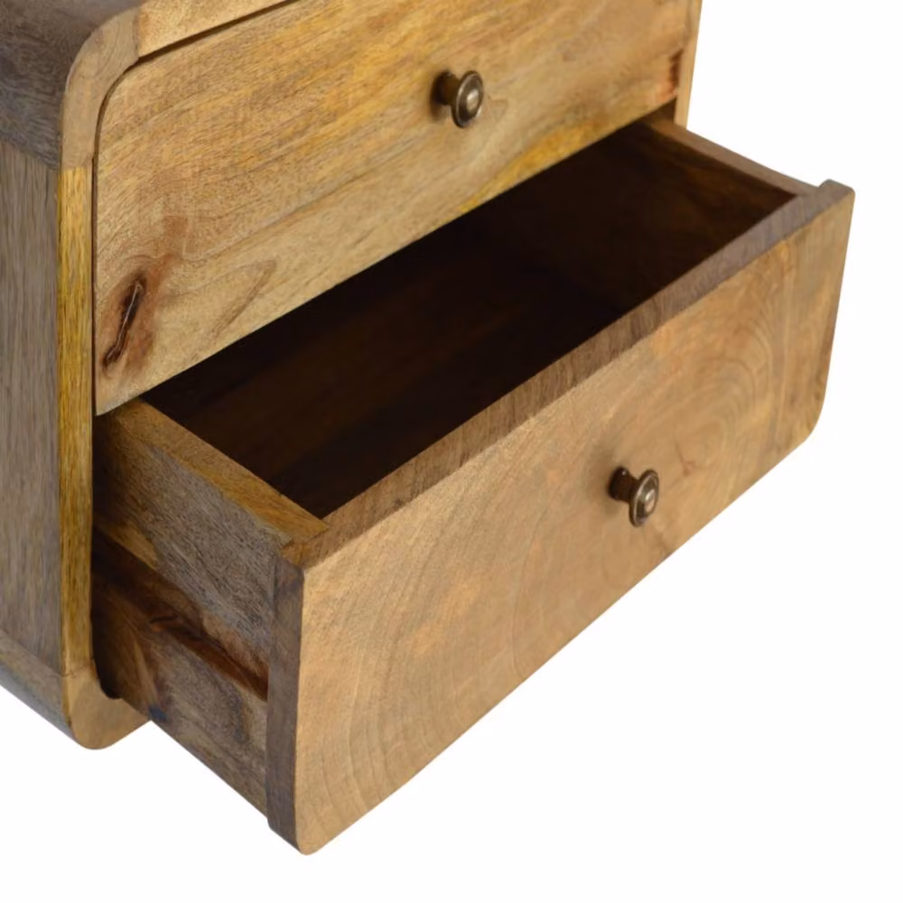 Direct Wicker Oak-ish Solid Wood 2 Drawer Floating Bedside Table in Brown – 3