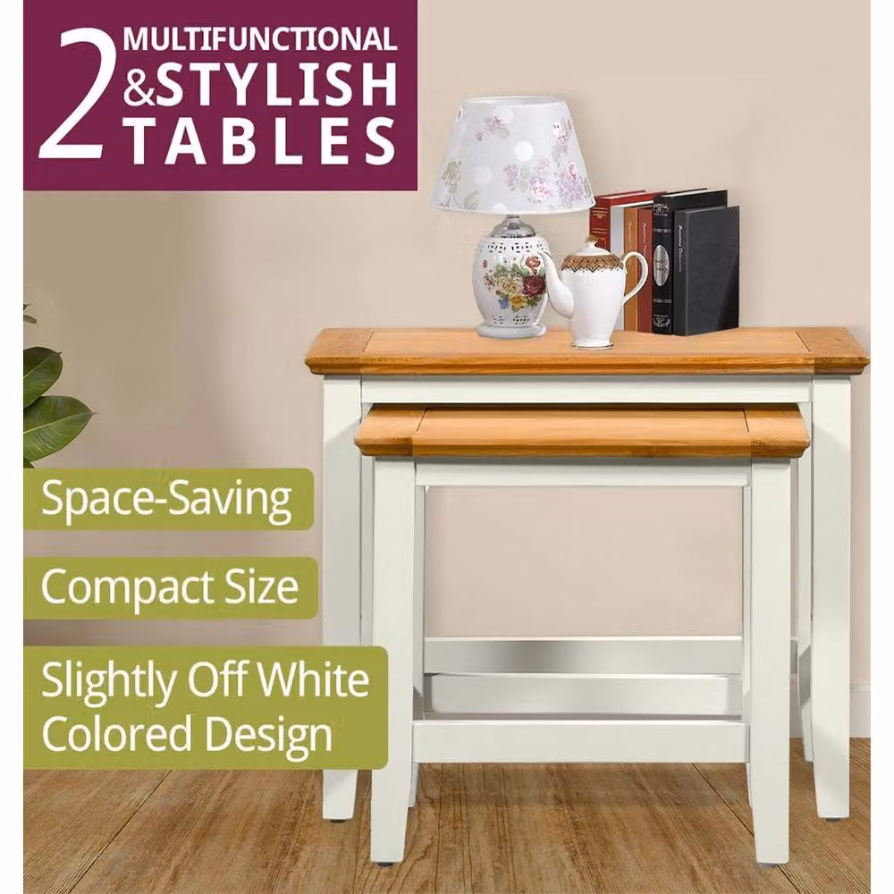 FORGEVIO Nest of 2 Tables in Off-White Painted Oak – 3