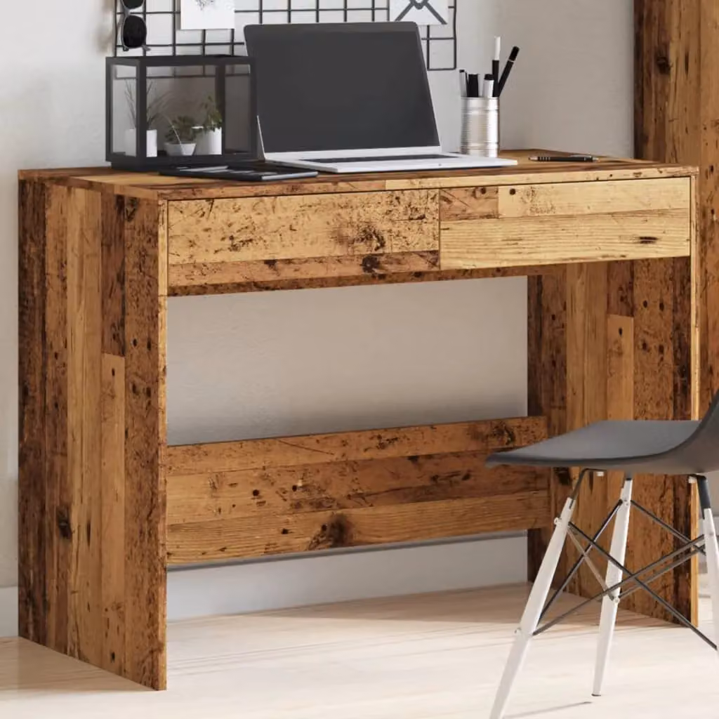 Berkfield Writing Desk in Brown Old Wood, W/D/H: 101 x 50 x 76.5 cm – 4