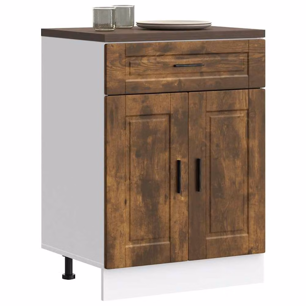 Berkfield Home Porto Smoked Oak Kitchen Base Cabinet in Brown, W/D/H: 60.0 x 46.0 x 81.5 cm – 2