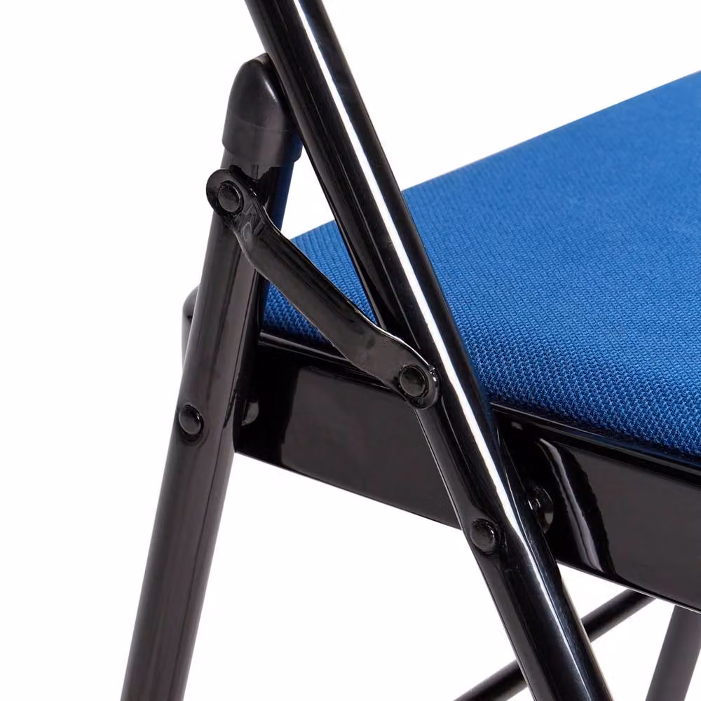 Wyld and Coco Set of 4 Blue Fabric Padded Folding Chairs with Black Metal Frame – 5