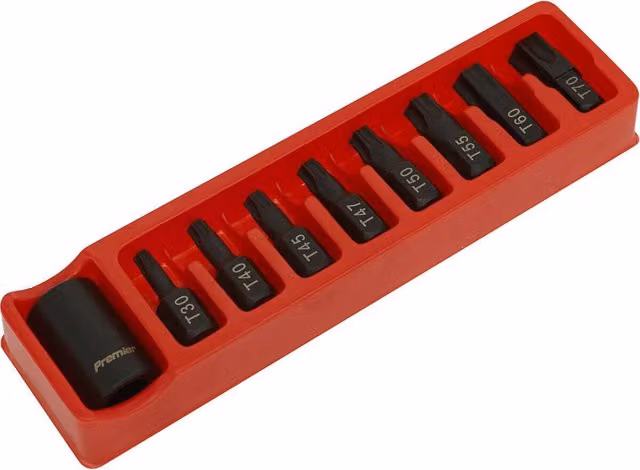 Loops 9 Piece Chromoly Steel Impact Socket Bit Set with Bit Holder, 1/2 inch Sq Drive, TRX-Star, Black and Multicolour