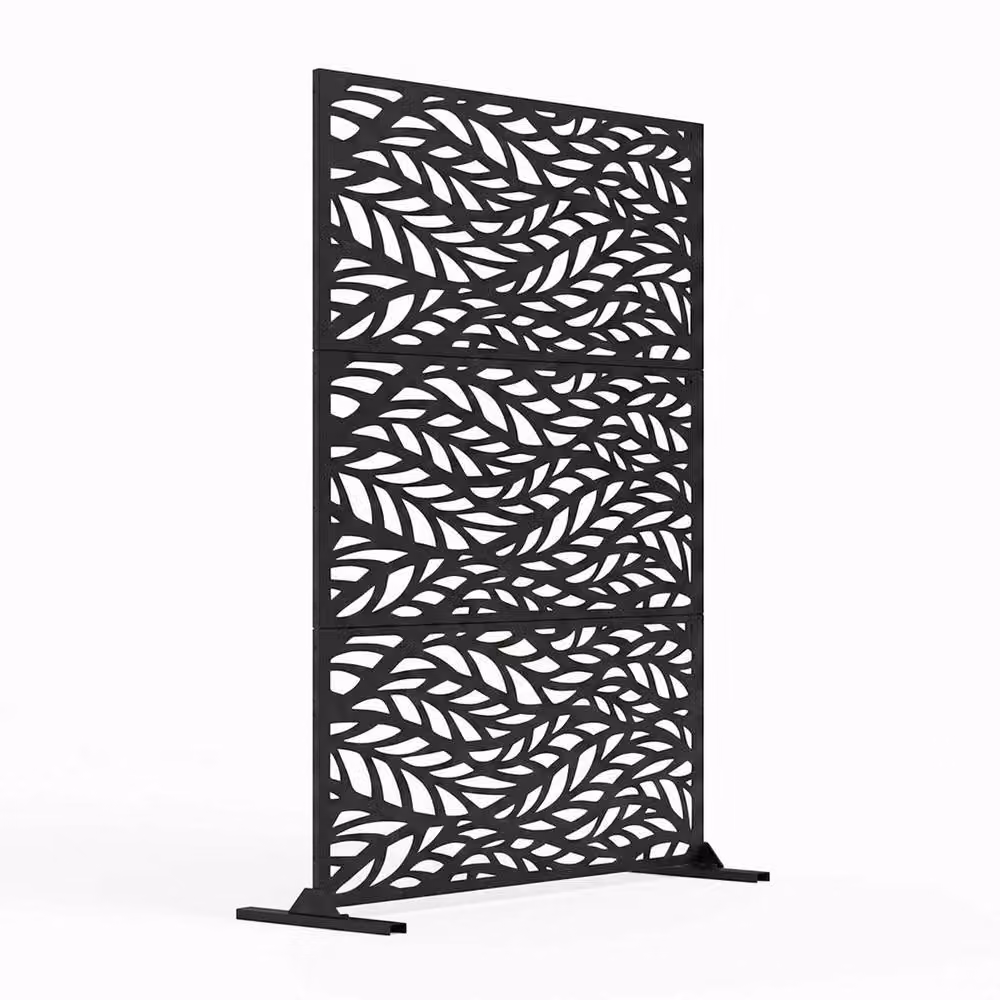 Nicoman Metal Leaf Pattern Privacy Screen, Black, W/H: 90 x 180 cm – 2