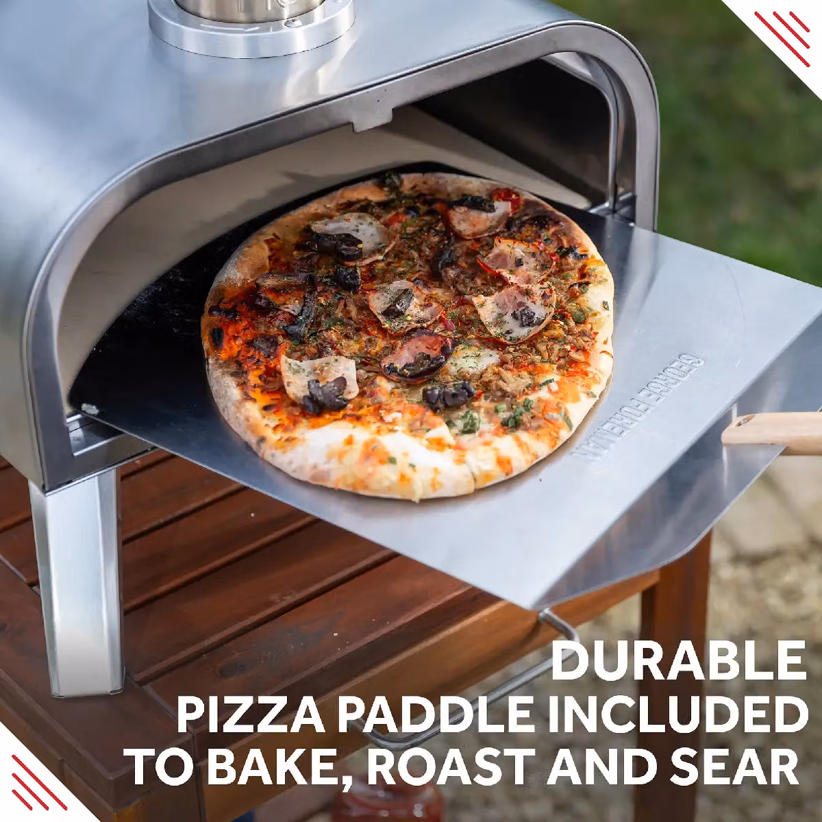 George Foreman 16 Inch Wood Pellet Pizza Oven in Silver with Paddle and Carry Bag – 4