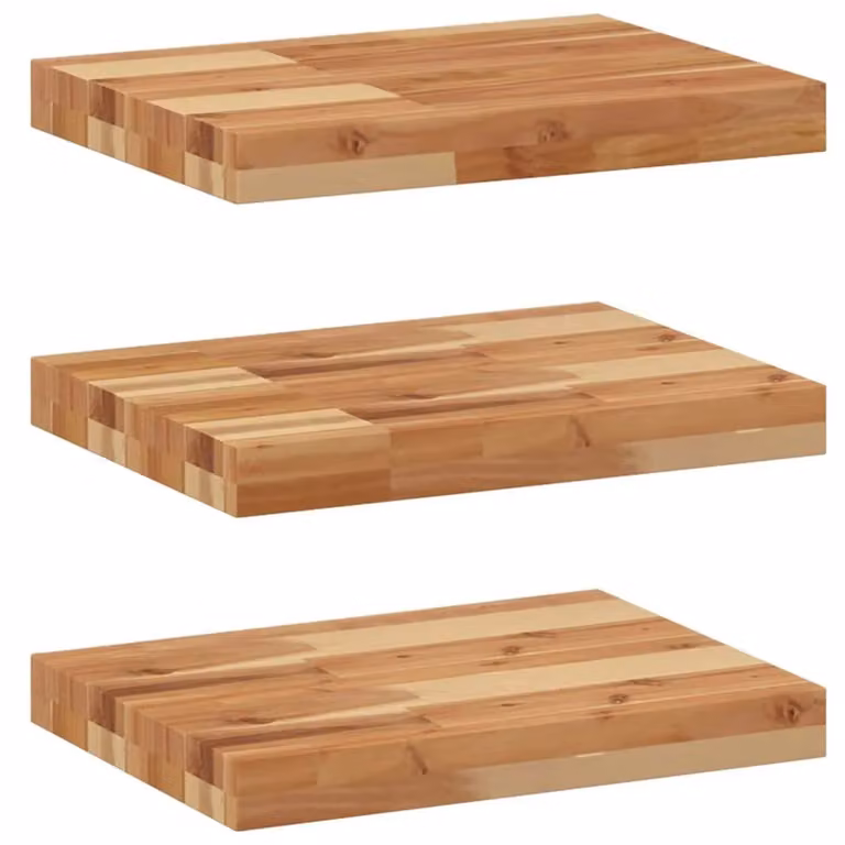 Berkfield Home Set of 3 Floating Shelves in Brown Oil Finished Solid Acacia Wood, W/D/H: 40 x 30 x 4 cm