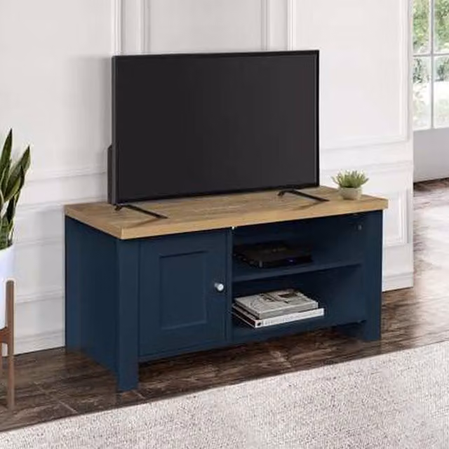 Birlea Modern Oak and Blue Wood TV Unit