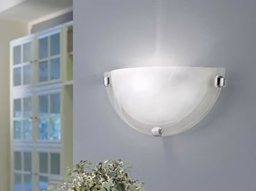 Loops Modern Wall Light in Chrome and White Glass with E27 Bulb Support – 2