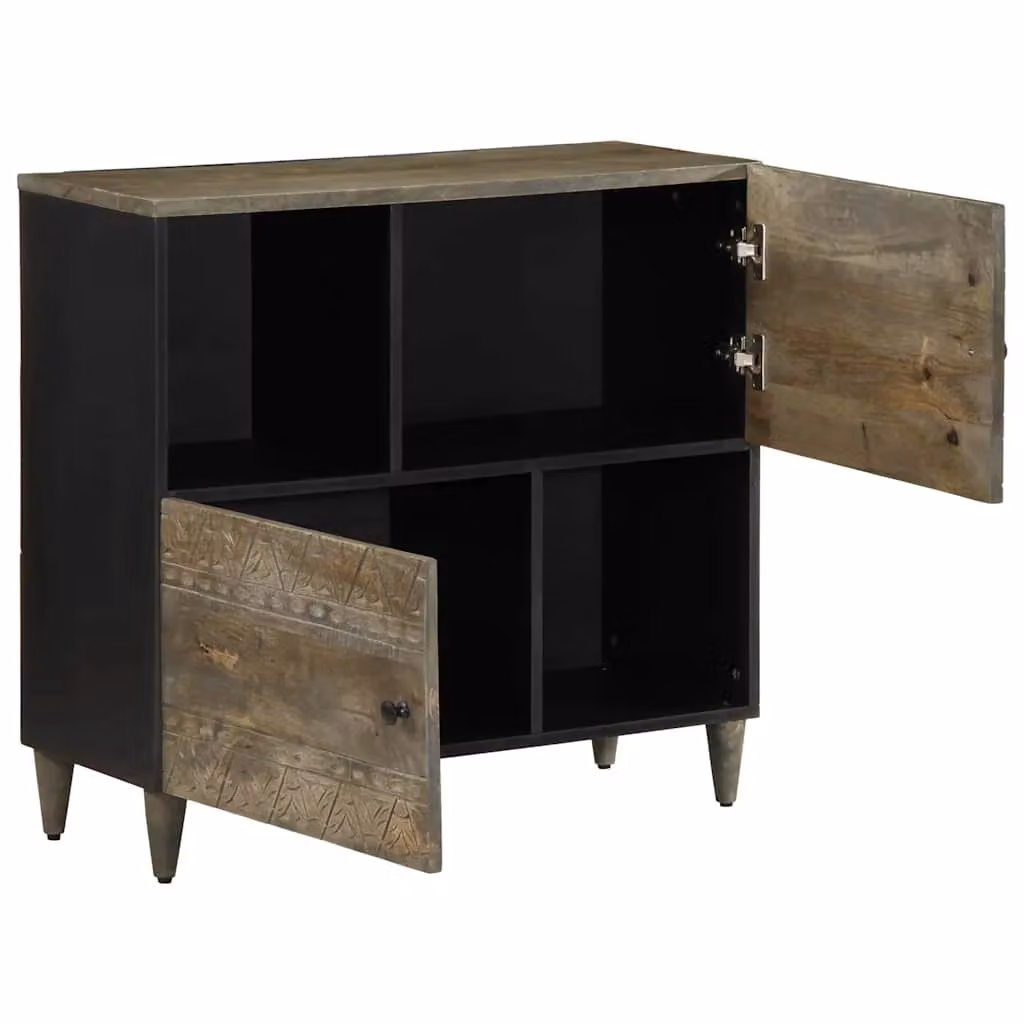 Berkfield Home Mango Wood Sideboard in Black, W/D/H: 80 x 33 x 75 cm – 2