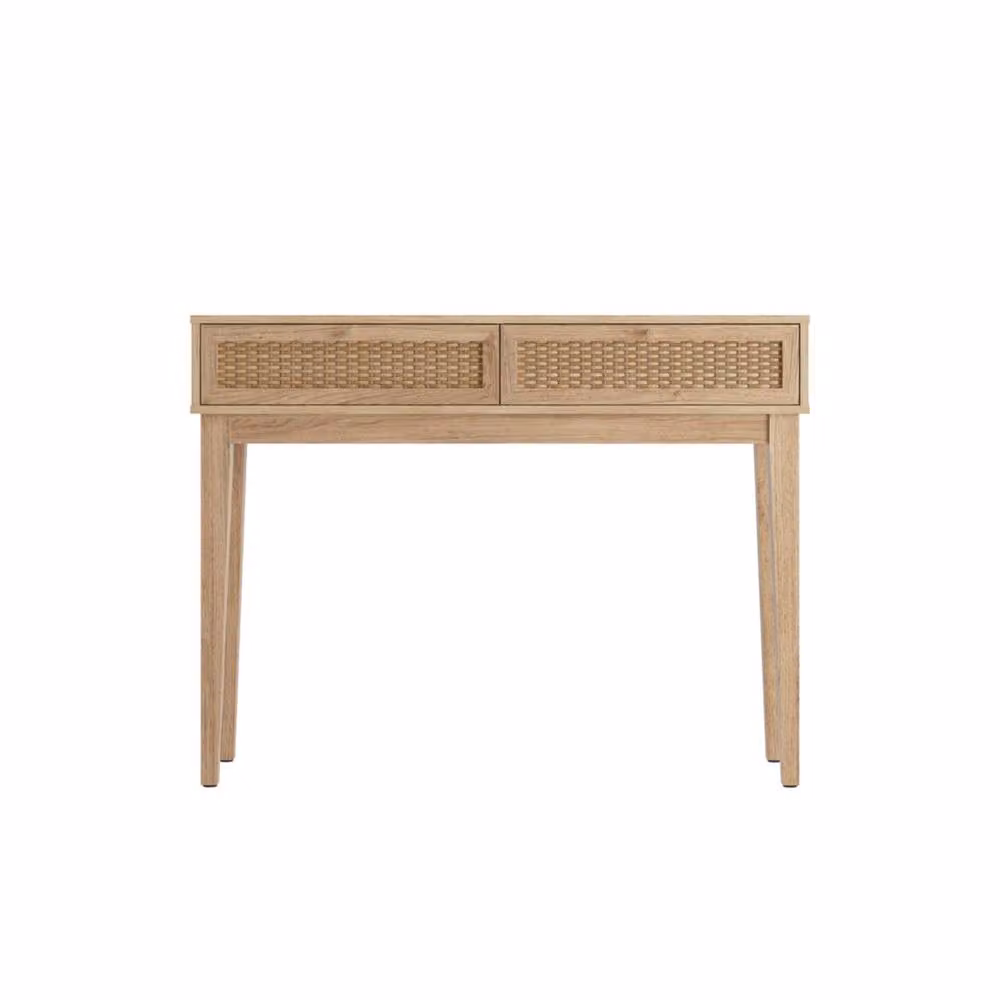 Wyld Haus Waterford Oak and Rattan Dressing Table with 2 Drawers in Natural – 2