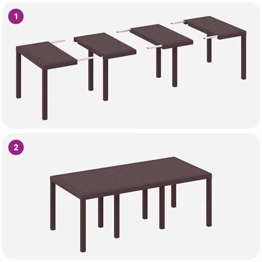 Berkfield Home Brown Poly Rattan Garden Table, W: 200 cm, D: 100 cm, H: 73 cm – 6